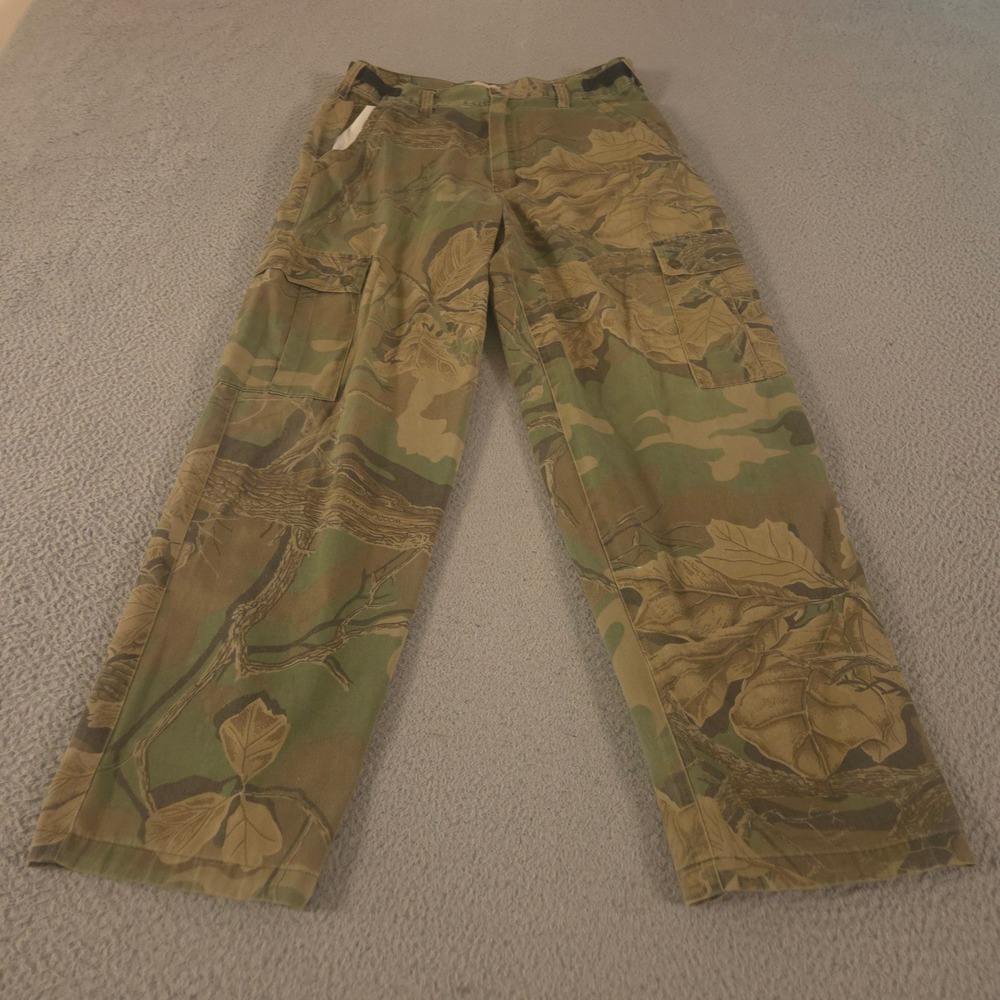 VINTAGE Northwest Territory Pants Mens 32x32 Cargo Woodland Camo Leaf Print 90s